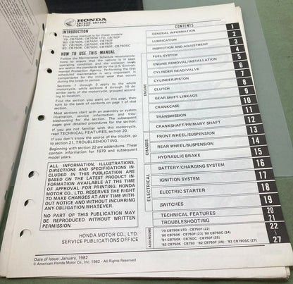 Genuine Honda 6142505 CB750 Shop Manual '79-'82