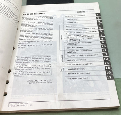 Genuine Honda 61KA303 CR125R Shop Manual '84-'85