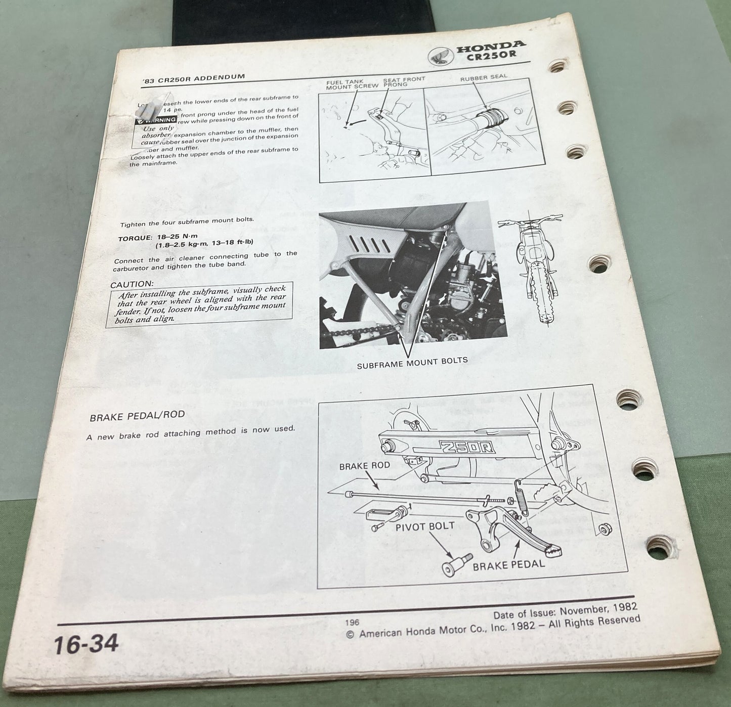 Genuine Honda 61KA401 CR250R Shop Manual '82-'83