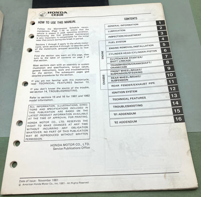 Genuine Honda 6116902 CR80R Shop Manual '80-'82