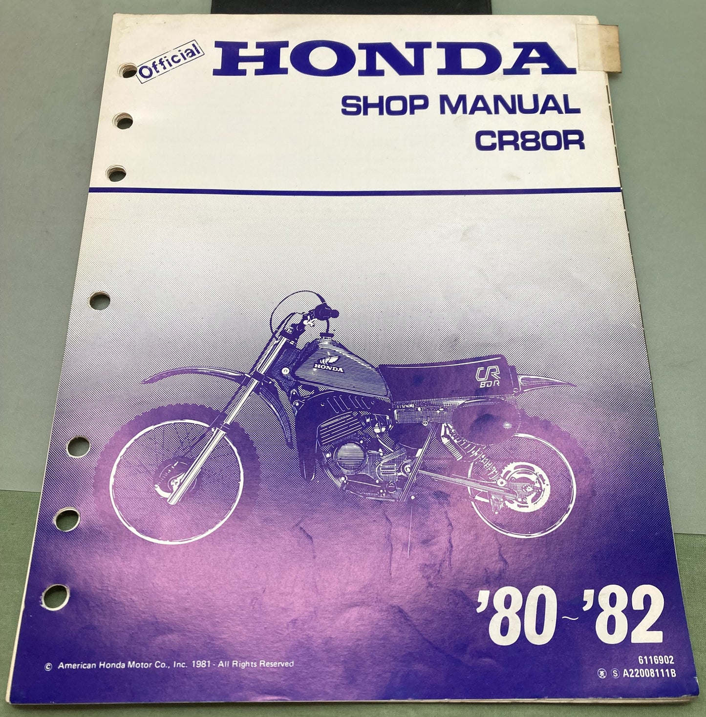 Genuine Honda 6116902 CR80R Shop Manual '80-'82
