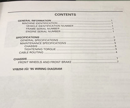 Genuine Yamaha LIT-11616-YB-27 YFB250 Service Manual 1994