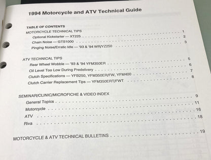 Genuine Yamaha SPR93-073 Motorcycle and ATV Technical Guide 1994