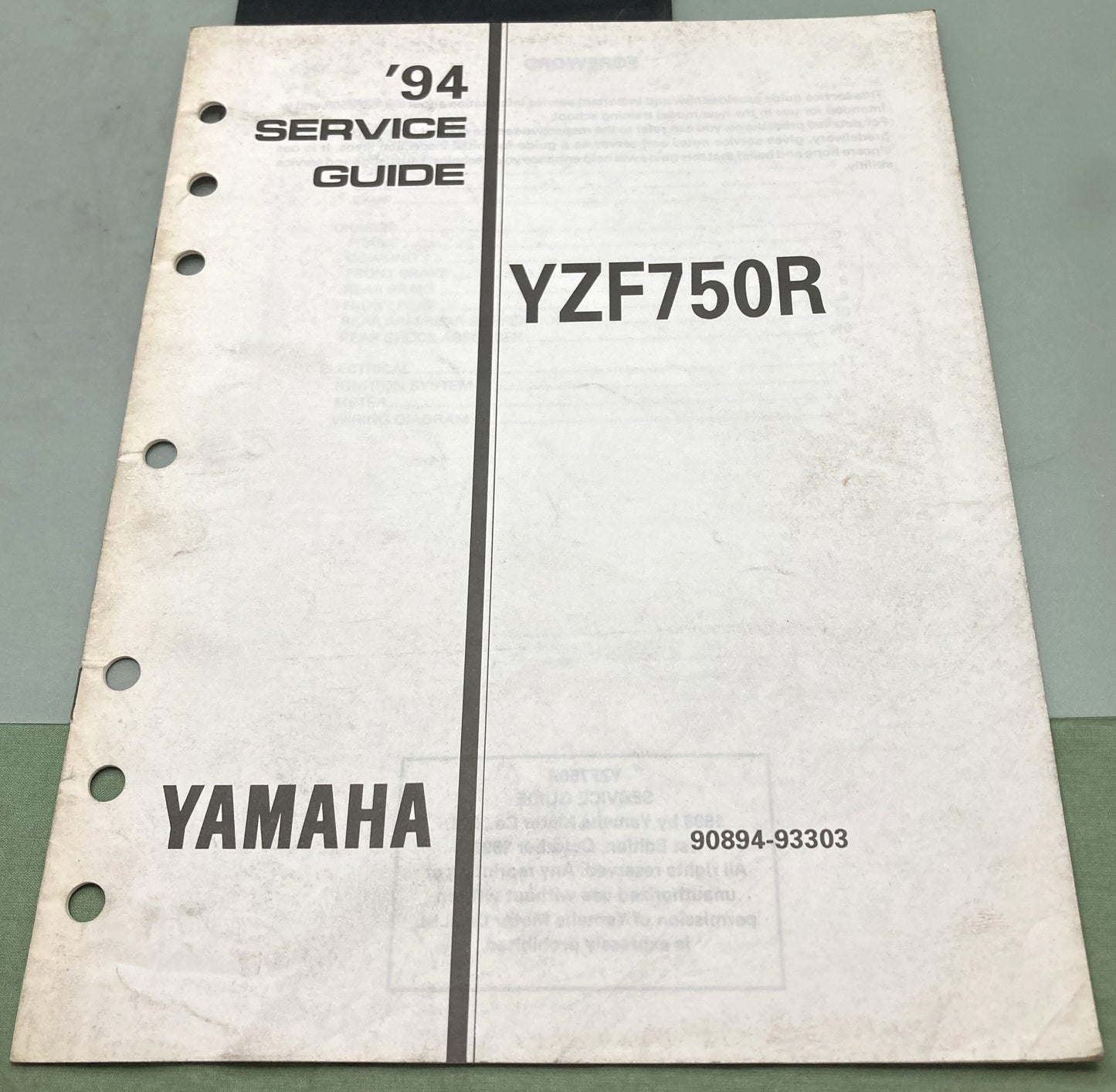 Genuine Yamaha 90894-93303 YZF750R Service Guide 1994