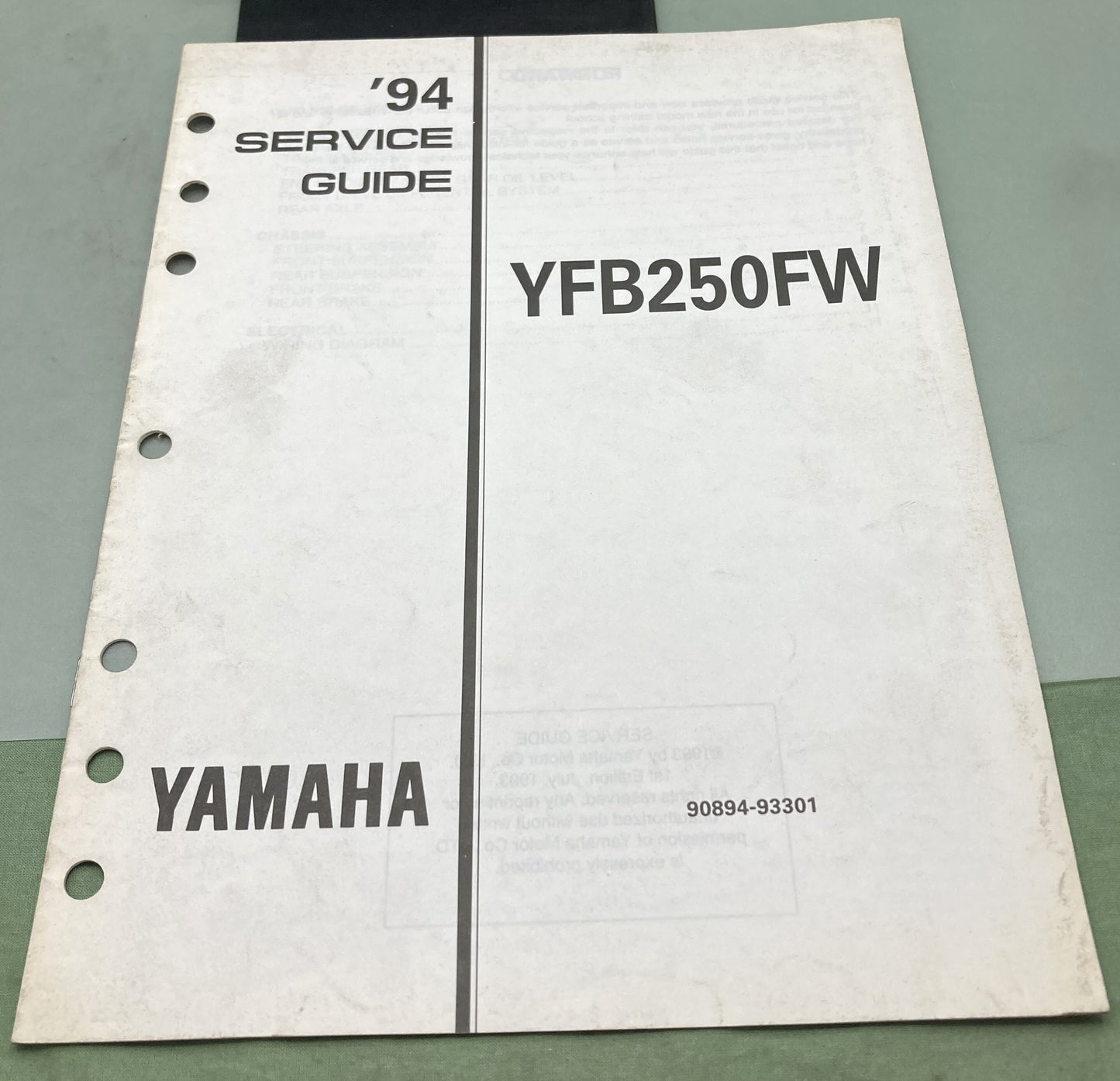 Genuine Yamaha 90894-93301 YFB250FW Service Guide 1994