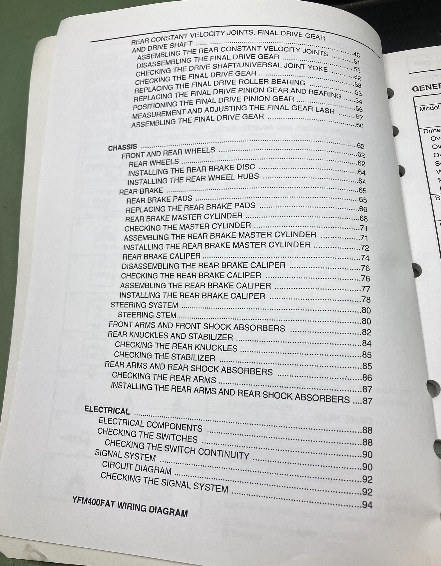 Genuine Yamaha LIT-11616-18-36 YFM400FAT Supp. Service Manual 2004
