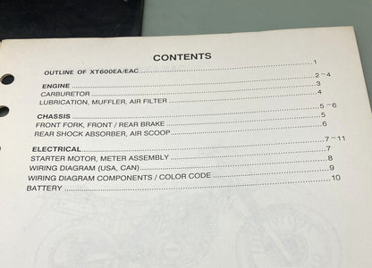 Genuine Yamaha FPR90-005 XT600EA/EAC Service Guide 1990