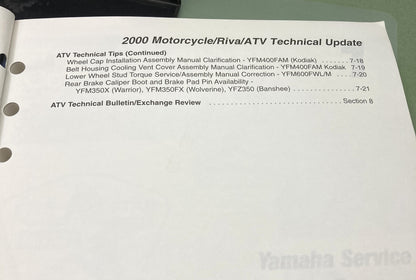 Genuine Yamaha LIT-17500-00-2K Motorcycle and ATV Technical Update 2000