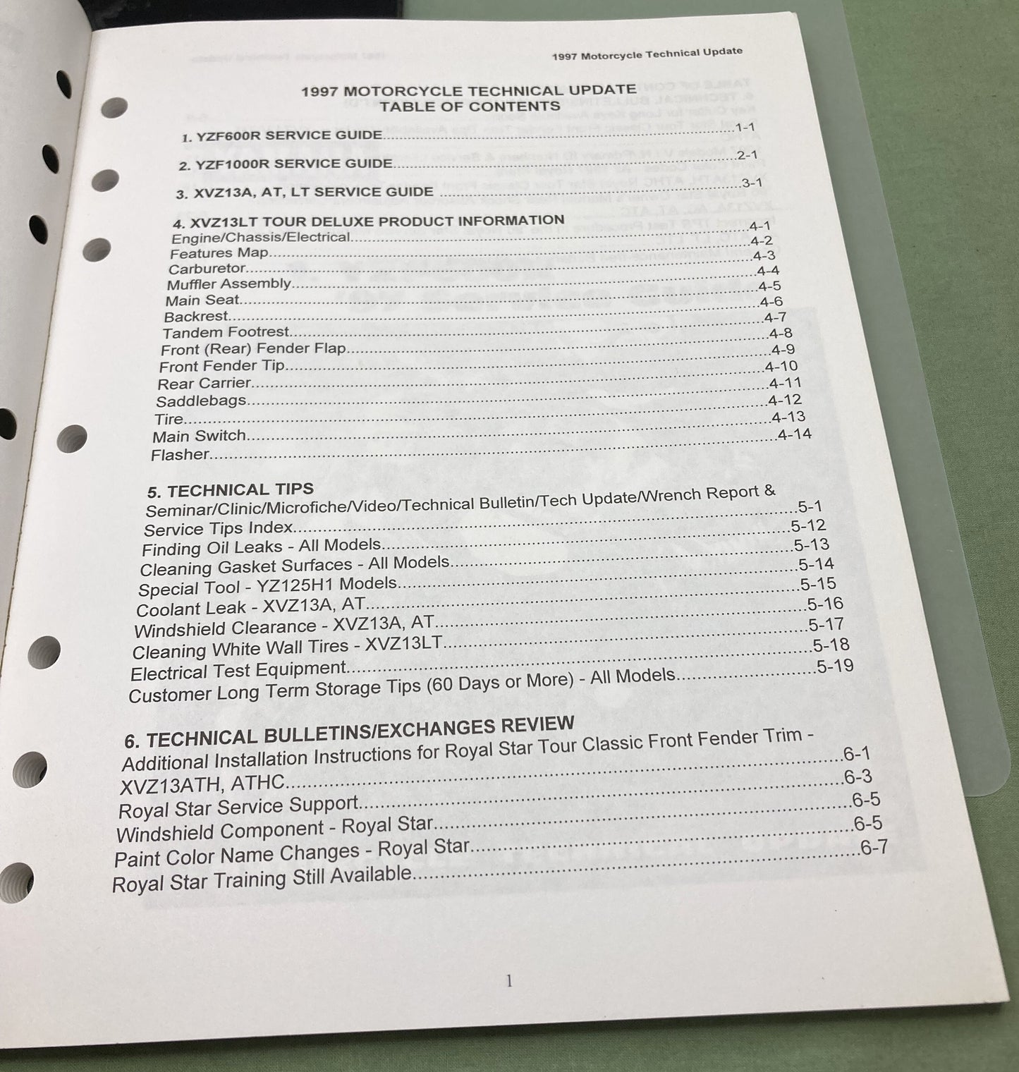 Genuine Yamaha 97-034 Motorcycle Technical Update 1997