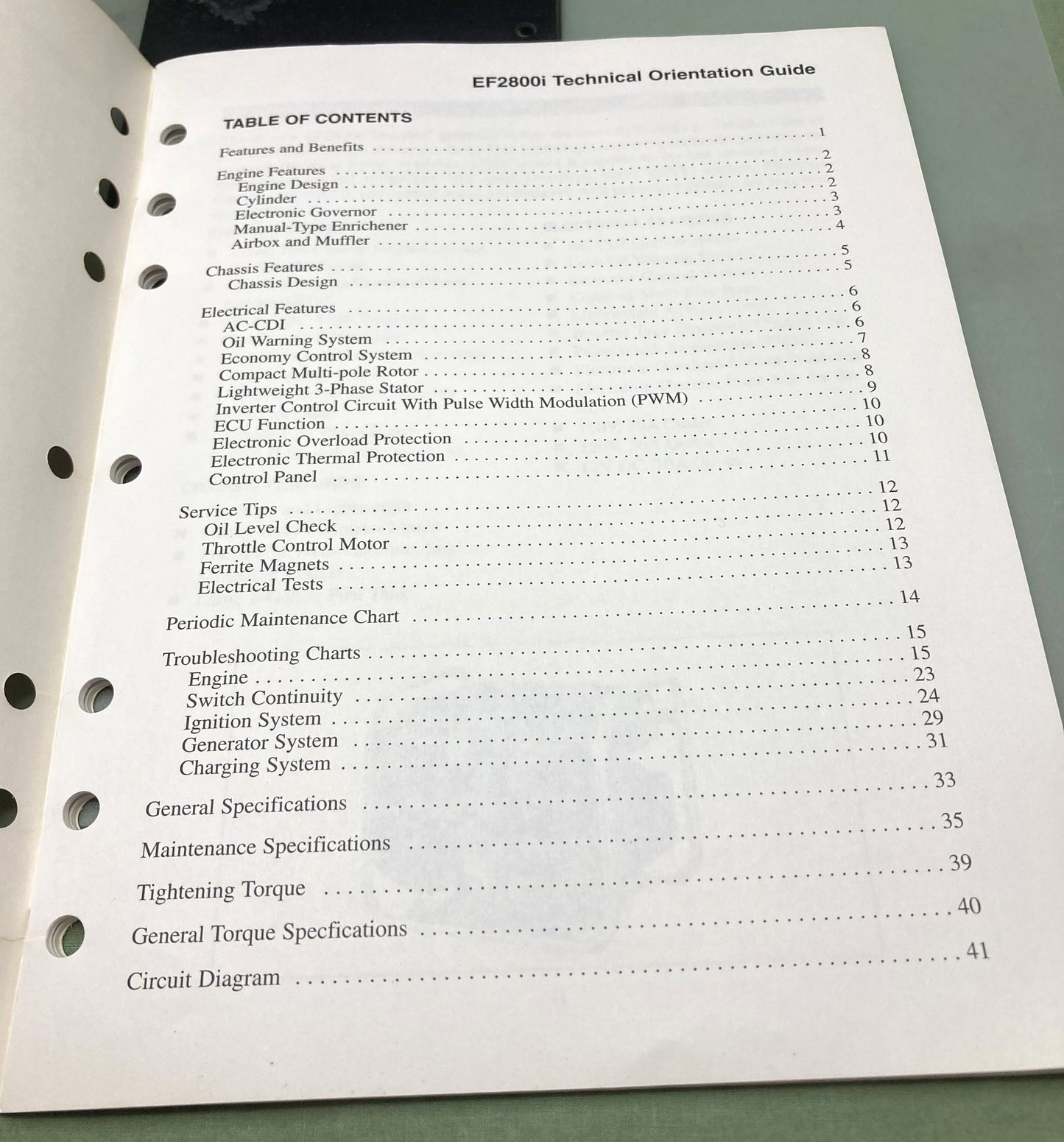 Genuine Yamaha VID-10660-00-75 EF2800i Technical Orientation Guide 2001