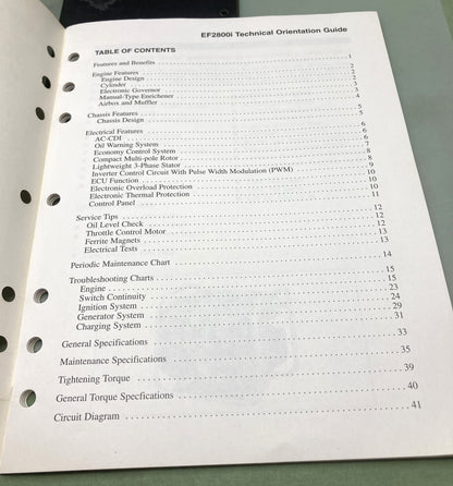 Genuine Yamaha VID-10660-00-75 EF2800i Technical Orientation Guide 2001