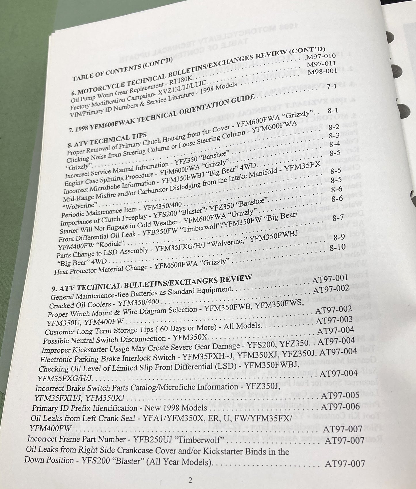 Genuine Yamaha LIT-17500-00-98 EF2800i Motorcycle/ATV Technical Update 1998