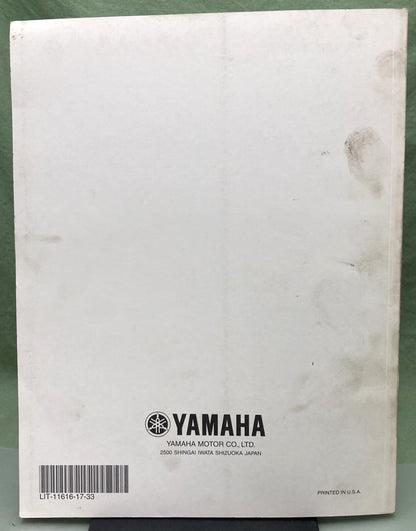 Genuine Yamaha LIT-11616-17-33 YFM350AS Supp. Service Manual 2003