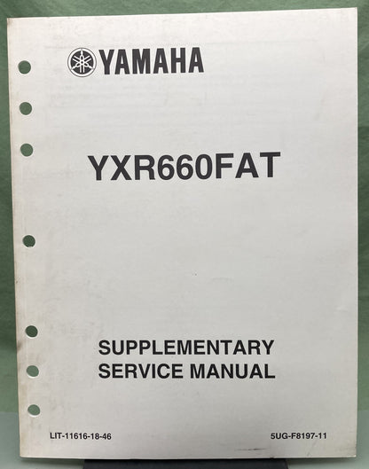 Genuine Yamaha LIT-11616-18-46 YXR660FAT Supp. Service Manual 2004