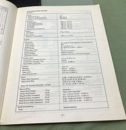 Genuine Yamaha LIT-11616-01-63 MX100F MX175F Service Manual 1978