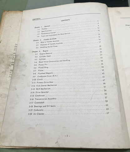 Genuine Yamaha LIT-11613-08-01 Combined Service Manual 1971-1973
