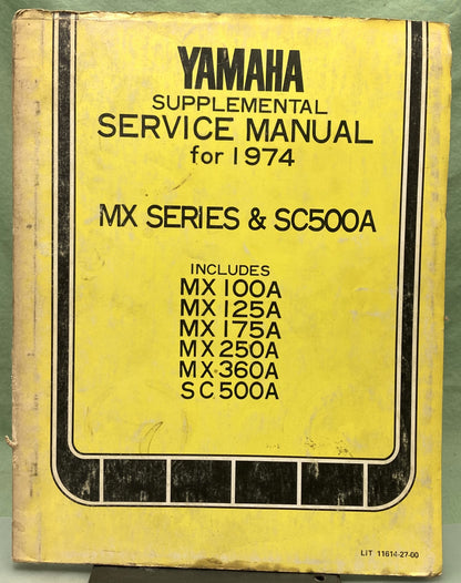 Genuine Yamaha LIT-11614-27-00 MX Series and SC500A Service Manual 1974