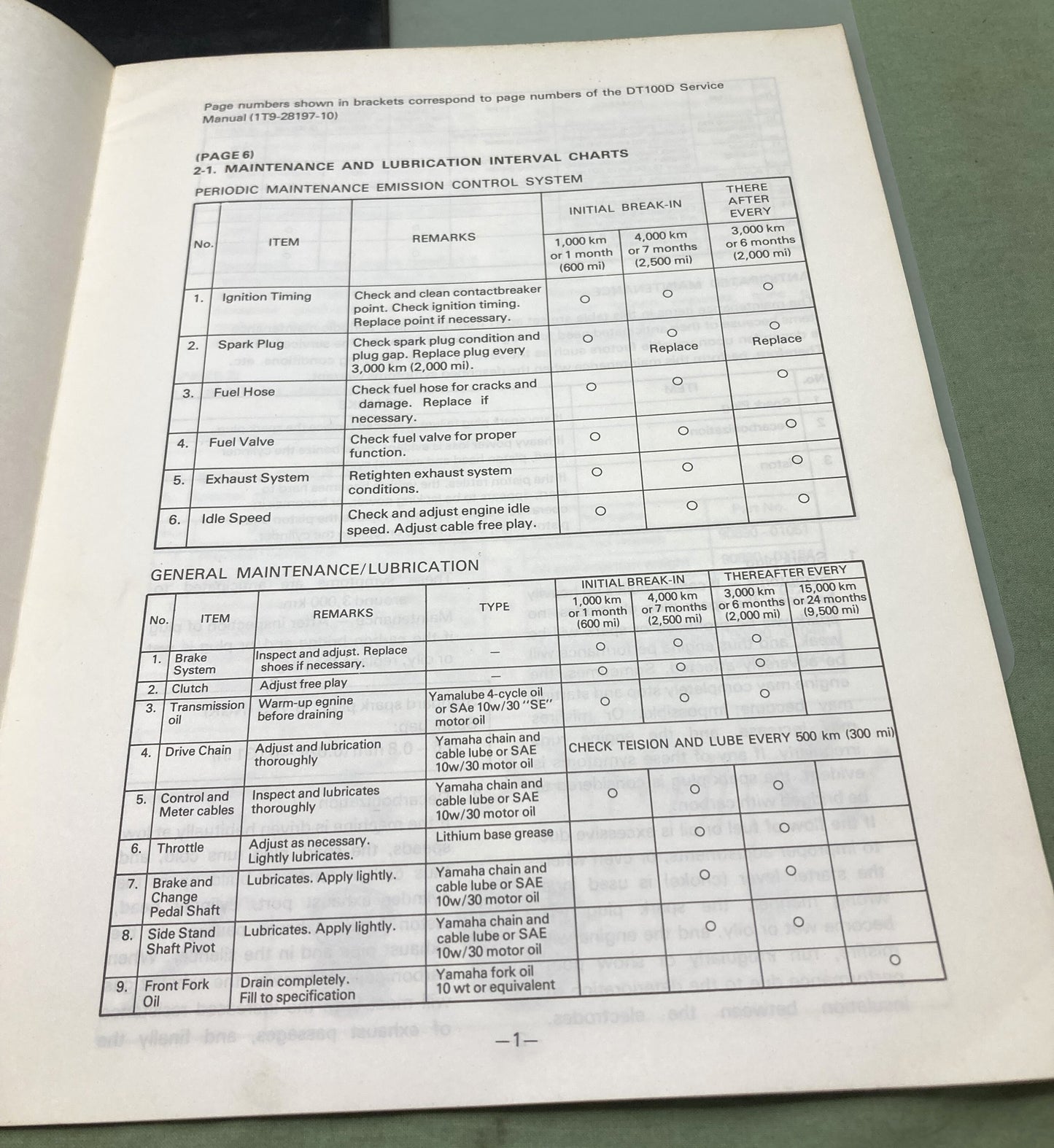 Genuine Yamaha LIT-11616-01-02 DT100E Supp. Service Manual 1977