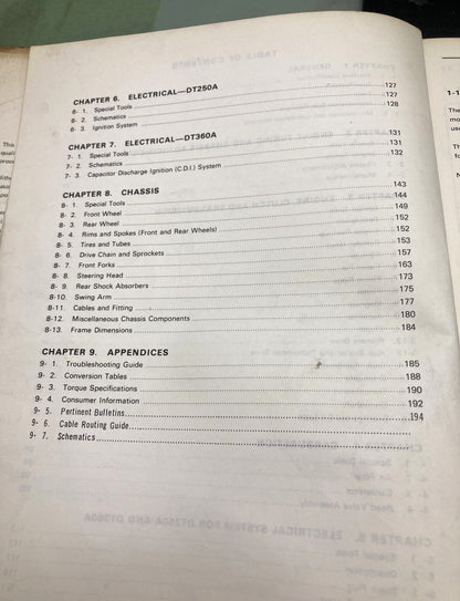 Genuine Yamaha LIT-11614-50-00 DT250A/360A Service Manual 1974