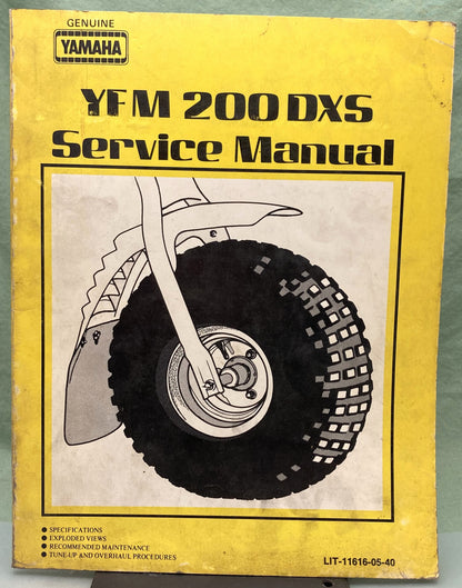 Genuine Yamaha LIT-11616-05-40 YFM 200 DXS Supp. Service Manual 1985
