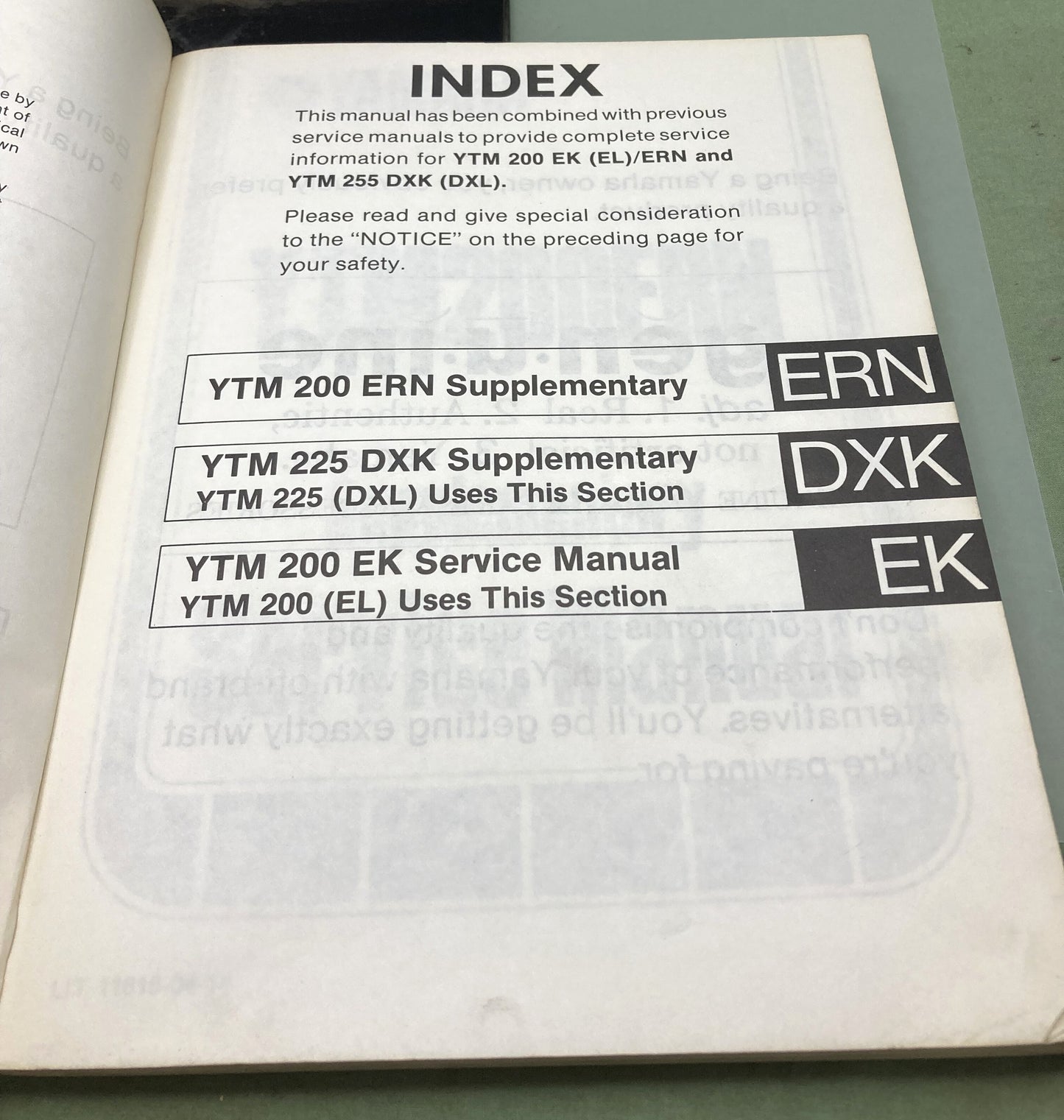 Genuine Yamaha LIT-11616-YT-05 YTM200/225 Service Manual 1984