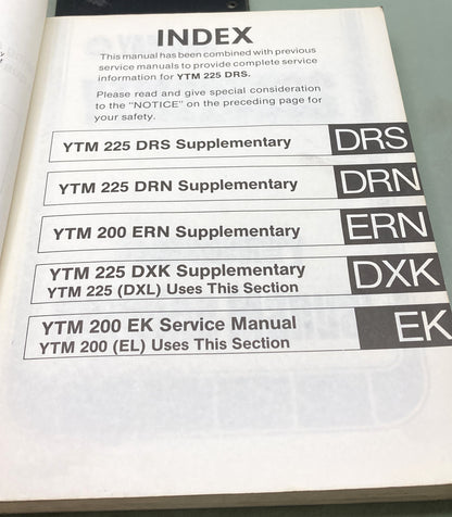 Genuine Yamaha LIT-11616-05-33 YTM225DRS Service Manual 1985