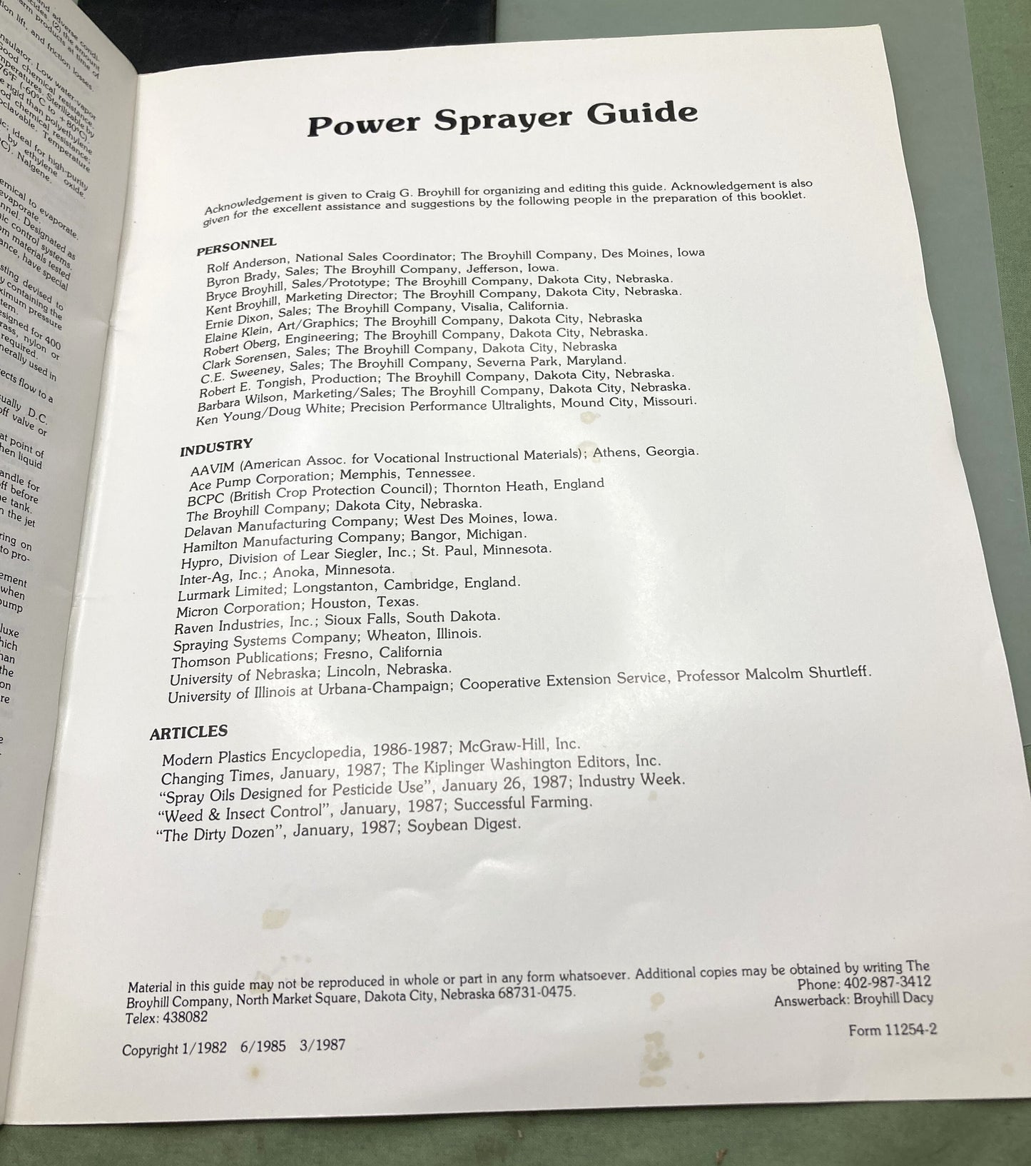 Genuine Broyhill 11254-2 Power Sprayer Guide 3rd Edition 1990