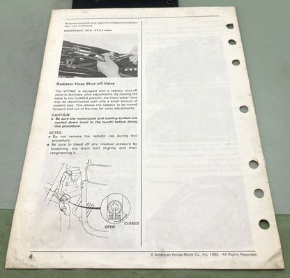 Genuine Honda S0030 VF700C Provisional Service Information 1985