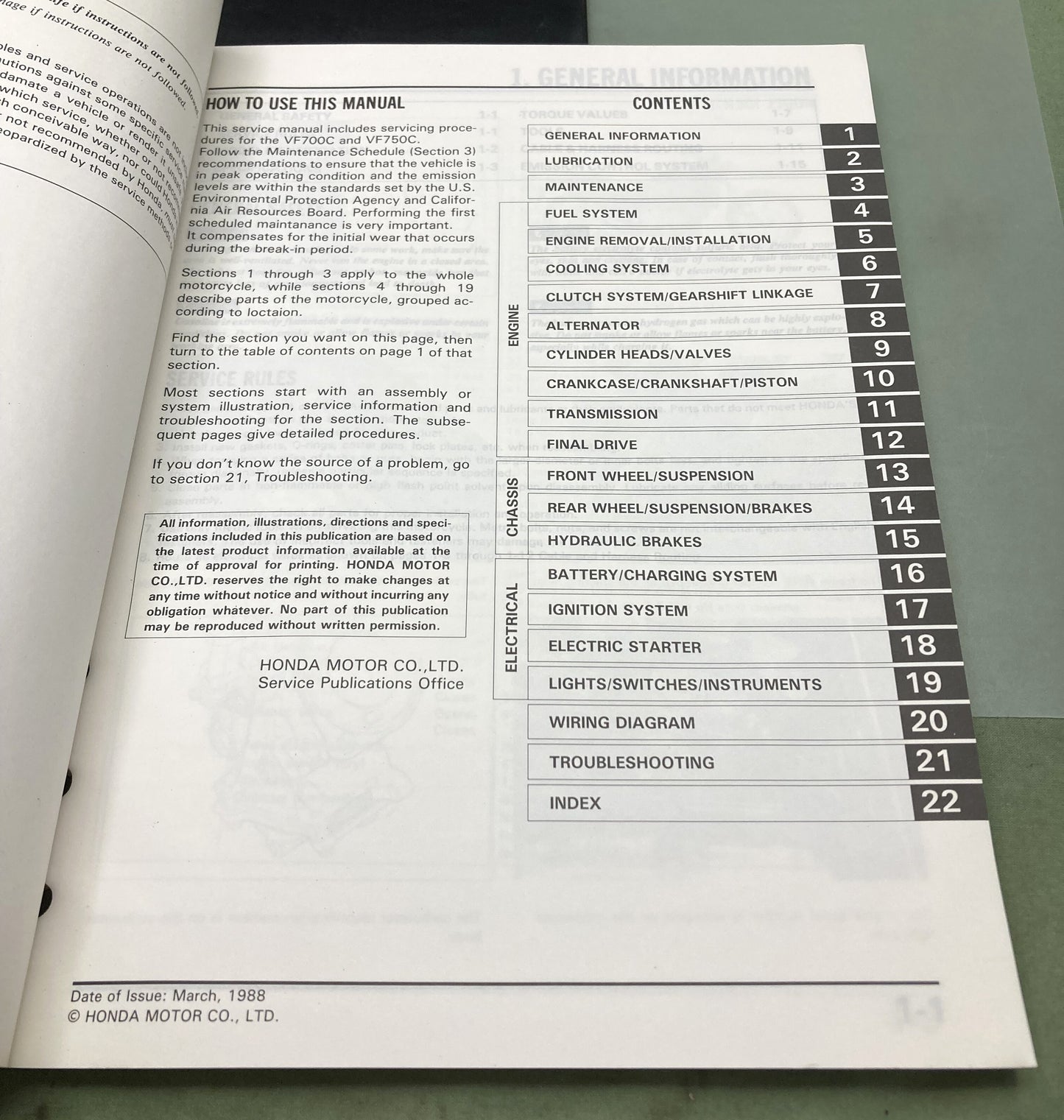 Genuine Honda 61MN001 VF700C CF750C Magna Service Manual 1988
