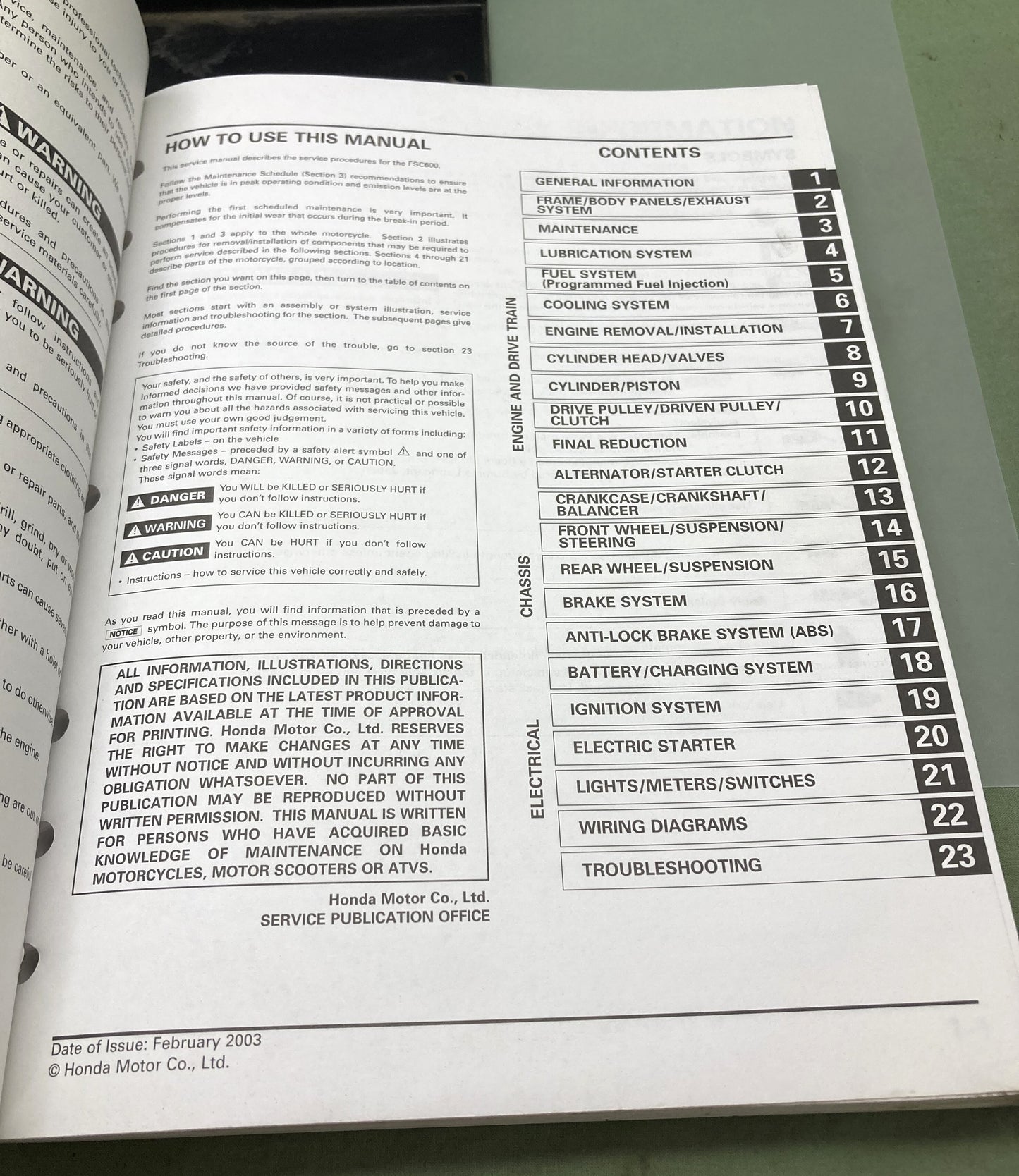 Genuine Honda 61MCT02 FSC600 Silver Wing Service Manual 2002-2004