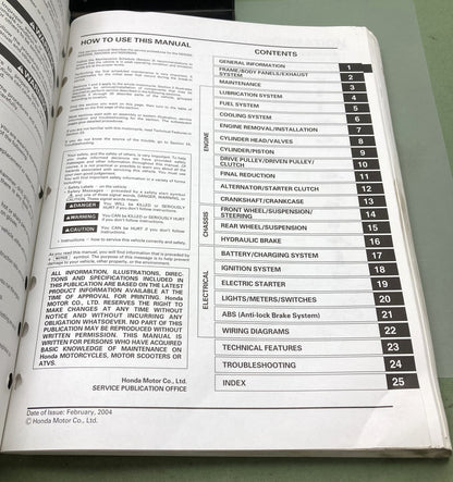 Genuine Honda 61KPB04 NSS250/A NSS250S/AS Reflex Service Manual 2001-2005