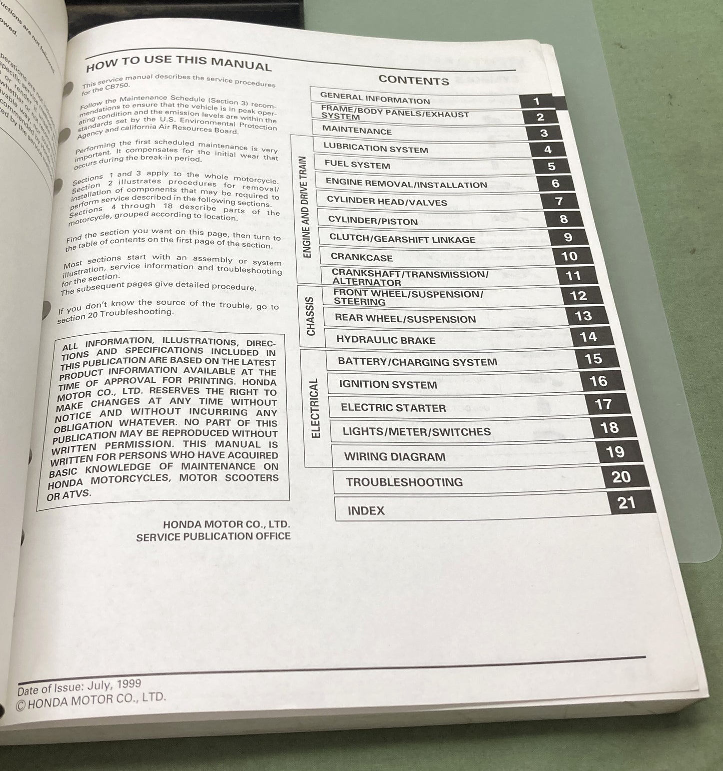 Genuine Honda 61MCN03 CB750 Nighthawk Service Manual 2000-2003