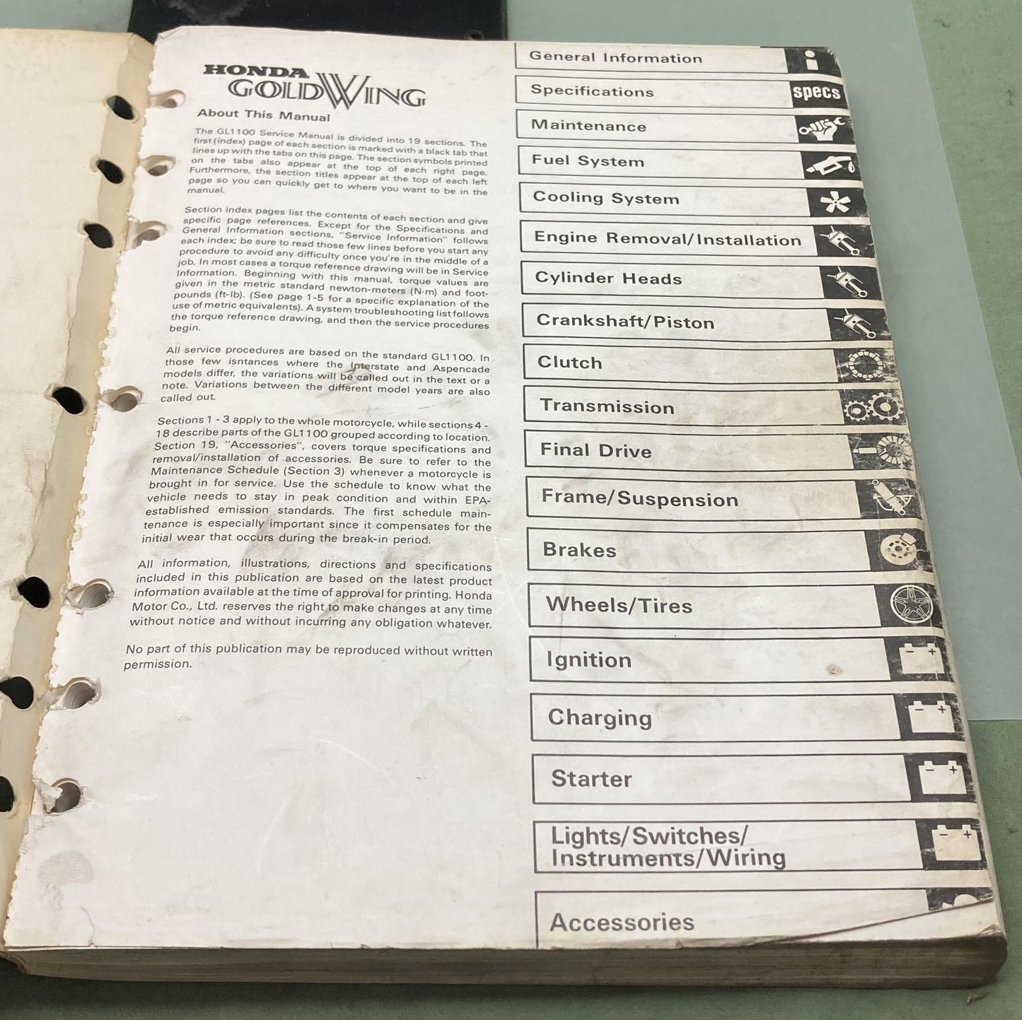 Genuine Honda 100008303 GL1100 Gold Wing Service Manual 1980-1983