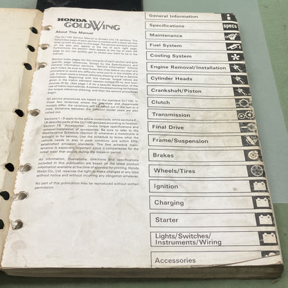 Genuine Honda 100008303 GL1100 Gold Wing Service Manual 1980-1983