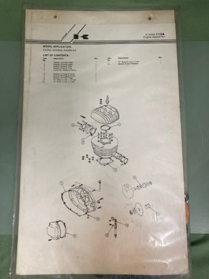 Kawasaki K14046-115A Engine Gasket Kit New Genuine