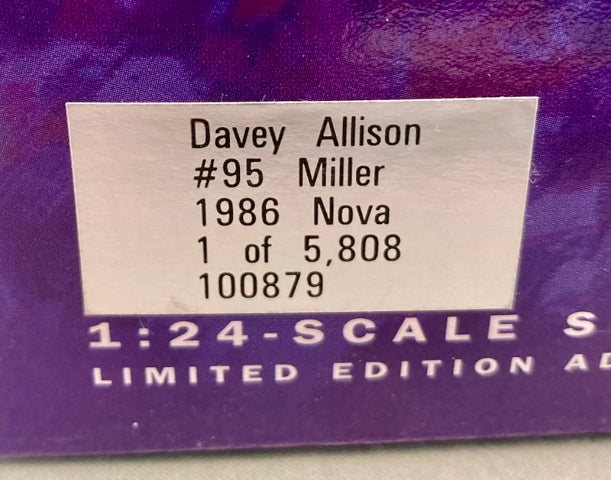 Action 1:24 Davey Allison #95 miller 1986 Nova New