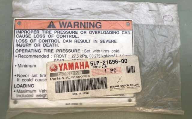 Yamaha 5LP-21696-00 Caution Label New Genuine