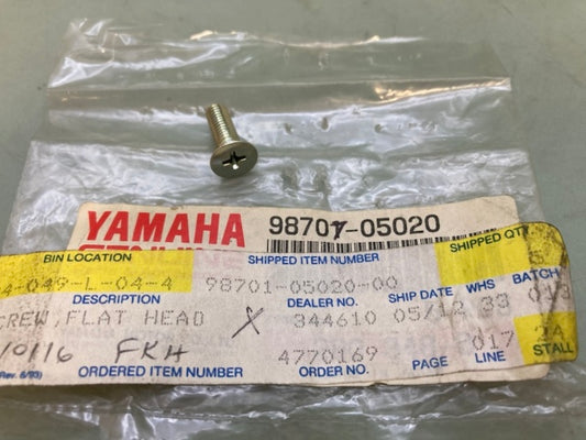 Qty 2 Yamaha 98701-05020 Flat Head Screw New Genuine