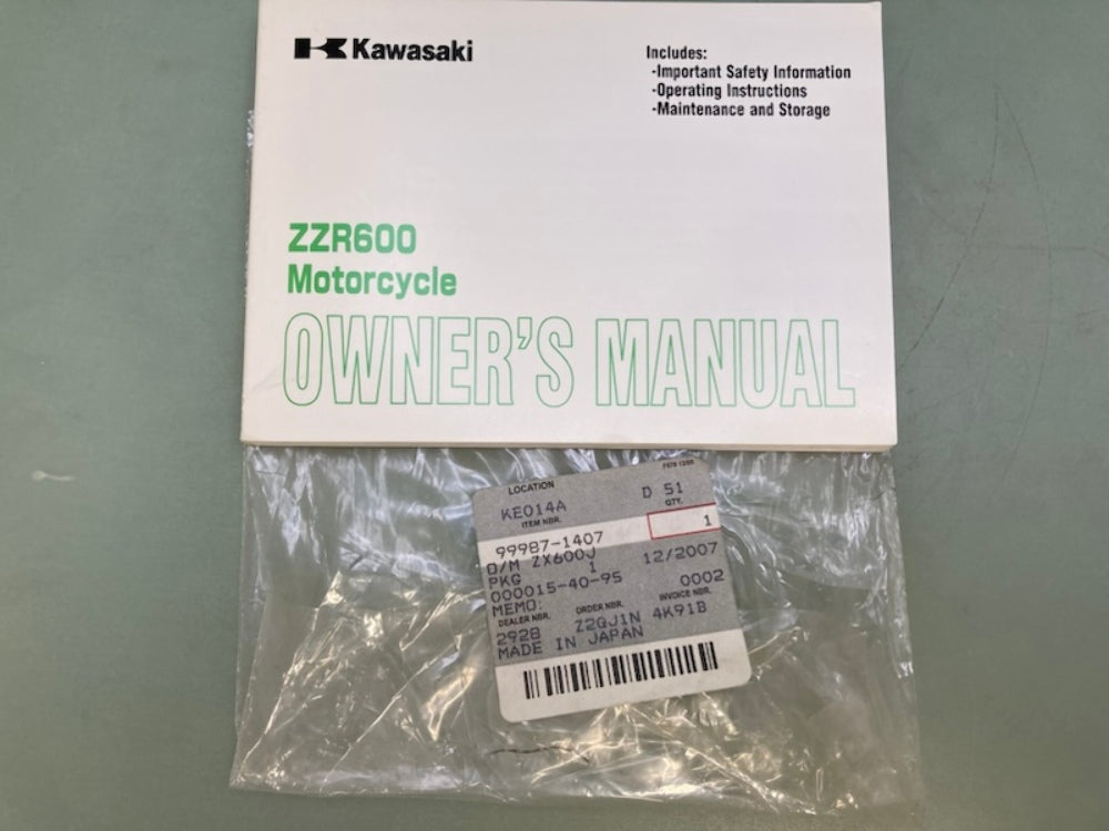 Kawasaki 99987-1407 Owner's Manual Zx600j 2006 New Genuine
