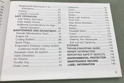 Kawasaki 99987-1407 Owner's Manual Zx600j 2006 New Genuine