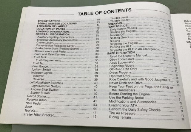 Kawasaki 99987-1448 Owner's Manual KLF250A 2007 New Genuine
