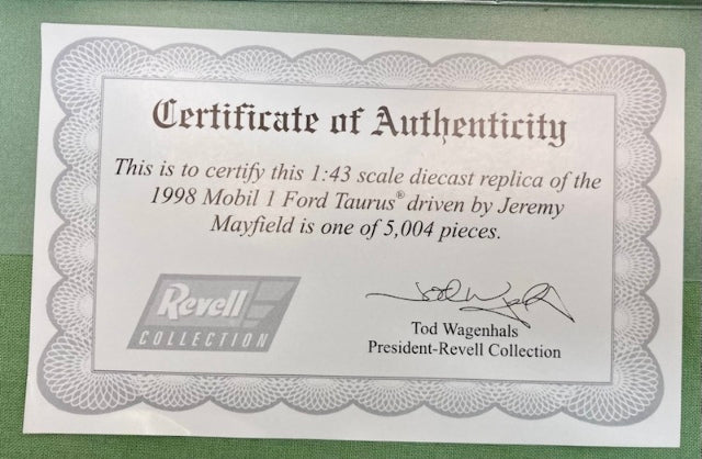 Revell Collection 1:43 Jeremy Mayfield #12 1998 Mobil 1 Ford Taurus New
