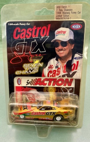 Action 1:64 Castrol GTX John Force 7 Time Champion 1998 Mustang Funny Car New