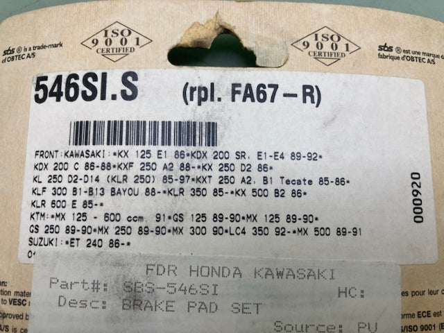 SBS 546SI Brake Pads New Genuine