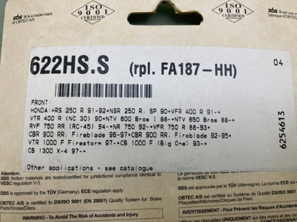 SBS 622HS FR Brake Pads New Genuine