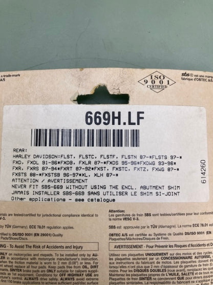 SBS 669H.LF Brake Pads New Genuine