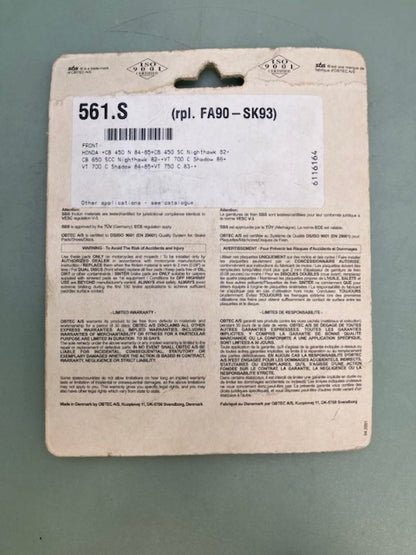 SBS 561HF Front Brake Pads New Genuine