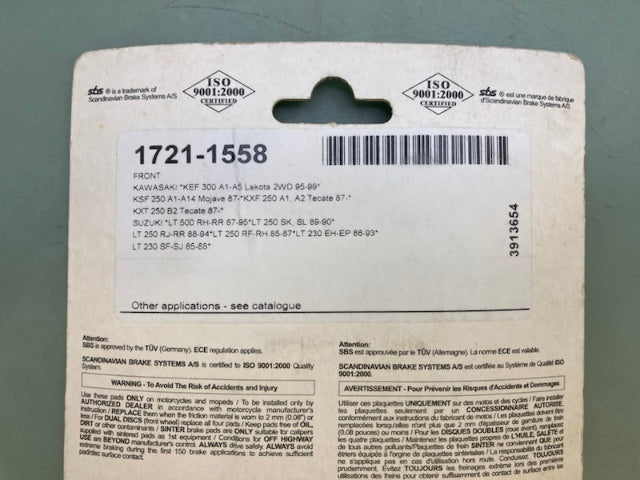 SBS 1721-1558 591HF Brake Pads New Genuine