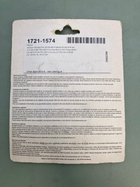 SBS 603SI Brake Pads 1721-1574 New Genuine