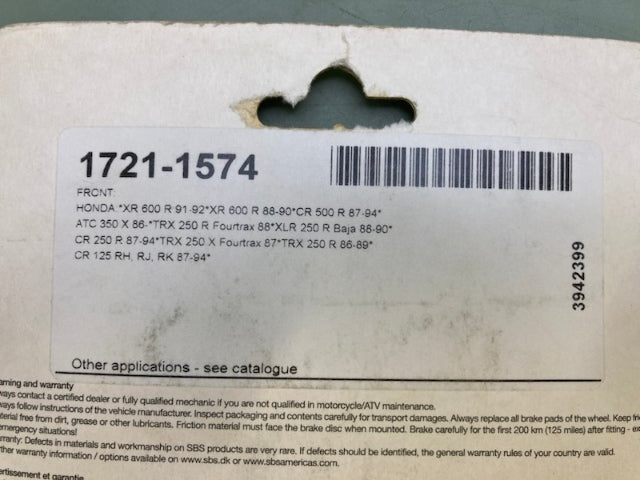 SBS 603SI Brake Pads 1721-1574 New Genuine
